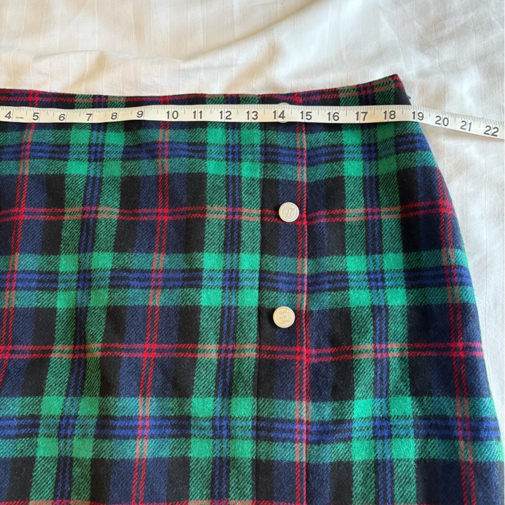 Talbots Green & Blue Plaid Pencil Skirt Wool Blend 14 NWT - Picture 6 of 10